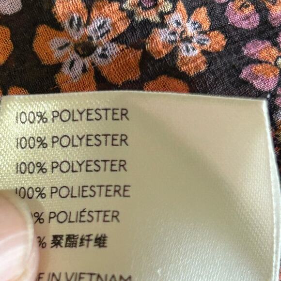 Free people Bonnie chiffon mini shirt dress Floral Button-Up Dress brown size S - Picture 9 of 10